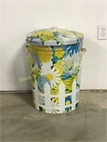 Floral metal trash can
