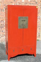 Antique red lacquer Chinese Armoire