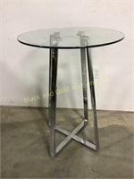Round Glass Top High-Rise Pub Table