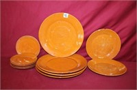 11pc Pottery Plates (4) 10.5", (2) 8.5", (5) 6"