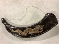 Hand-Carved East Asian Dragon Horn