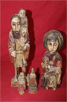 4pc Antique Carved Figures 3.75" - 14"