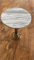 Small Marble Top Stand w/ Brass Base  (12” w x