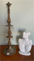 White Ladies Bust and Brass Decorative  Stand
