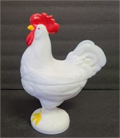 Vintage Milk Glass Rooster Covered Dish