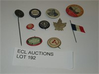 10 ANTIQUE PINBACK BUTTONS AND PINS WW1 ERA