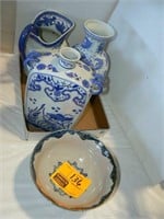 4 BLUE AND WHITE POTTERY