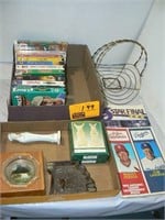 VHS TAPES, ASHTRAYS, SPORTS MAGAZINES, WIRE