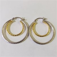 Two-Toned Stelring Hoop Earrings SJC