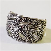 Sterling Silver Feather Style Marcasite Ring SJC