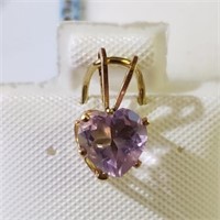 14K Yellow Gold Heart Amethyst Pendant SJC