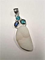 Sterling Druzy, Kyanite & Apatite Necklace Pendant