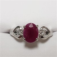 10K White Gold Burmese Ruby & Diamond Ring SJC