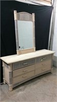 Bamboo Style Dresser w Mirror 12A