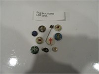 10 ANTIQUE PIN BACK BUTTONS