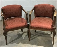 2 Wood Arm Chairs M12C