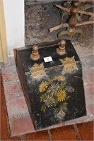 Hand Painted 1860's Coal Scuttle Brass & Iron