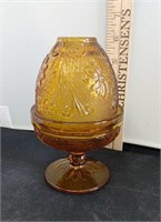 Amber Glass Candle Holder