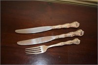 2 Sterling Handled Knives & 1 Sterling Silver Fork