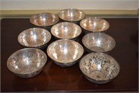 9 Chinese Silverplate Berry Bowls