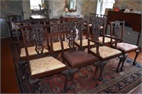 8 Chippendale Chairs ~ Shell Carved Cabriole Knees