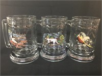 Three Heavy Glass Mugs with Canadian Goose,