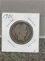 1901 Barber Half dollar silver US coin