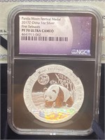 2017 China 1oz silver Panda Moon festival medal