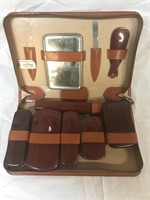 Men’s leather travel set with accessories, made