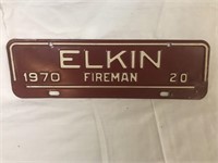1970 Elkin NC Fireman’s Tag