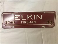 1972 Elkin NC Fireman’s Tag