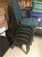 7 Green Stacking Chairs