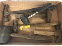 Tray lot containing framing hammer, sharp hammer,