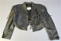 Ladies Leather Fringed Jacket - M