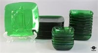 Green Glass Dishware 30+pc