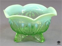 Green Footed Bowl w/Ruffled Edges