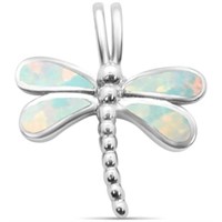White Opal Dragonfly Sterling Charm