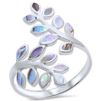 Abalone Olive Branch Tree / Leaf Ring