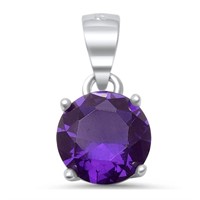 Round Amethyst Solitaire Faceted Pendant
