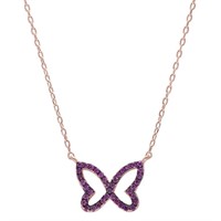 Rose Gold Plated Ruby Butterfly Necklace
