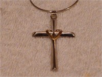 Sterling Silver And Gold Cross Pendant With Chain