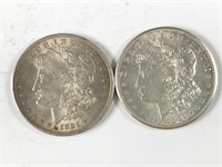 2pc 1921 Morgan silver dollars: 1921(P), 1921-S