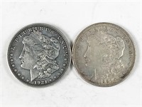 2pc 1921 Morgan silver dollars: 1921(P), 1921-S