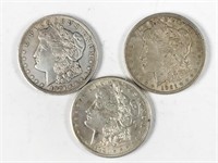 3pc 1921 Morgan silver dollars: 1921(P), 1921-D,