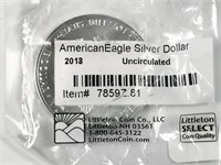 2018 American Silver Eagle, uncirculated,