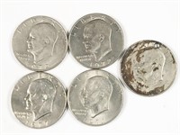 5pc Eisenhower dollars: 1971, 1972 (3pc), 1977