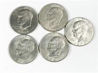 5pc Eisenhower dollars: 1971-D (2pc), 1974-D,
