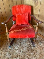 Red Velvet Rocking Chair