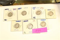 (7) 1930's Barber Dimes