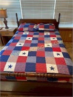 Americana full size bed spread and pillow sham